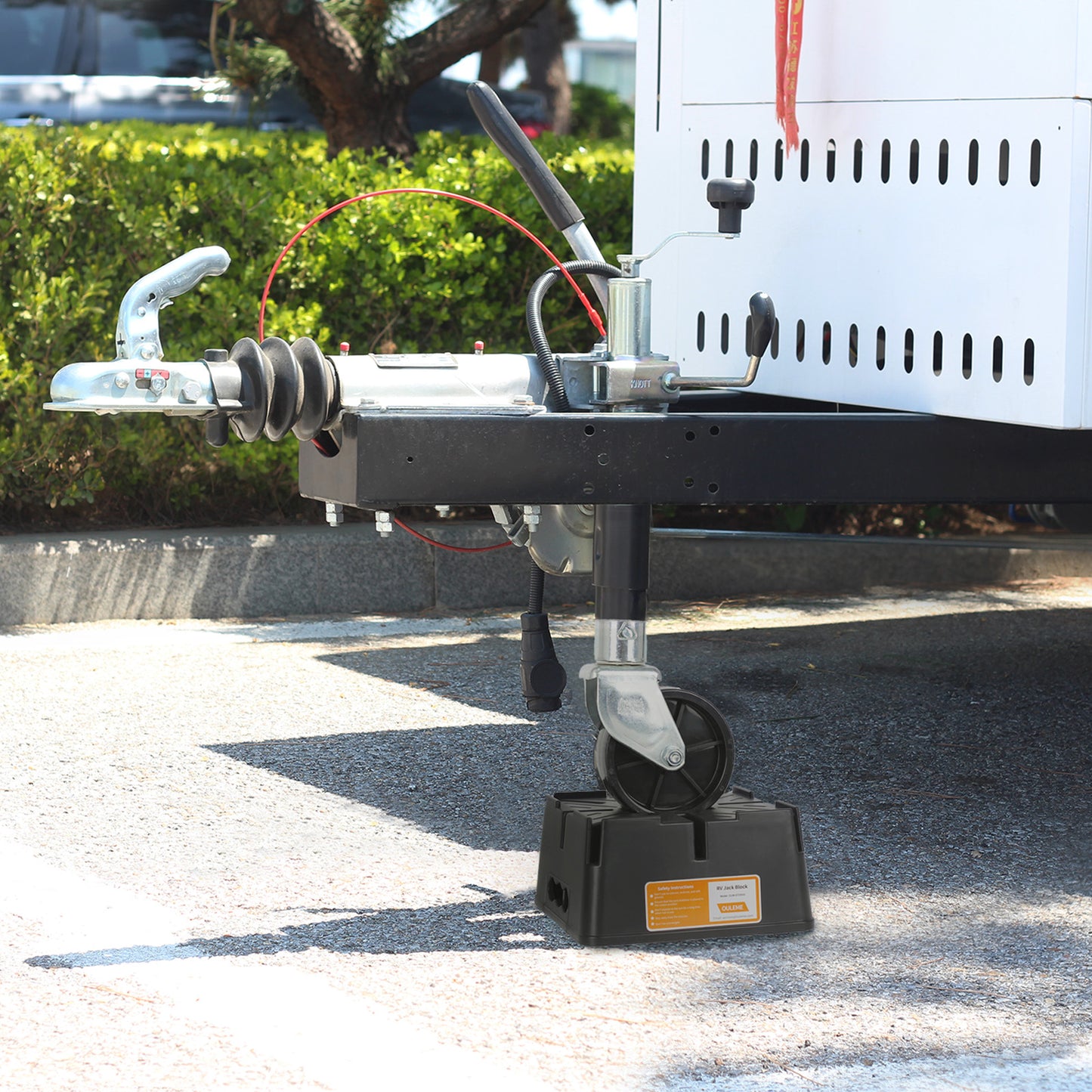 OULEME Trailer Jack Block, 15,000 lbs Leveling Block for RV Camper Travel Trailer 5th Wheel, Fits 8.5” Pad, Tongue Stand/Round Square Scissor Stabilizer Jack and Wheels, 4 Pack