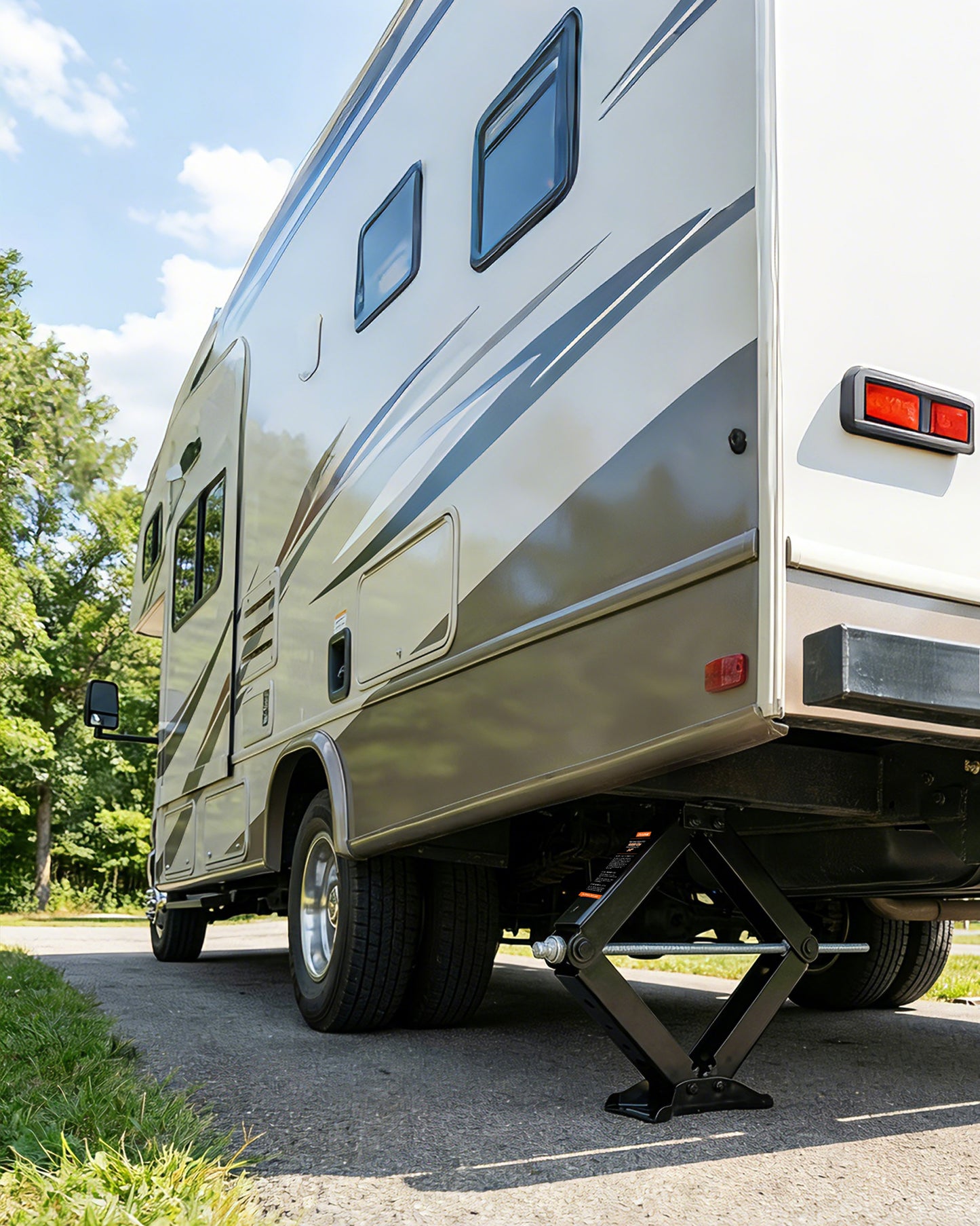 OULEME 24" RV Camper Scissor Jack, Heavy Duty 9500 lbs Travel Trailer Leveling Stabilizer with Crank Handle & Drill Socket