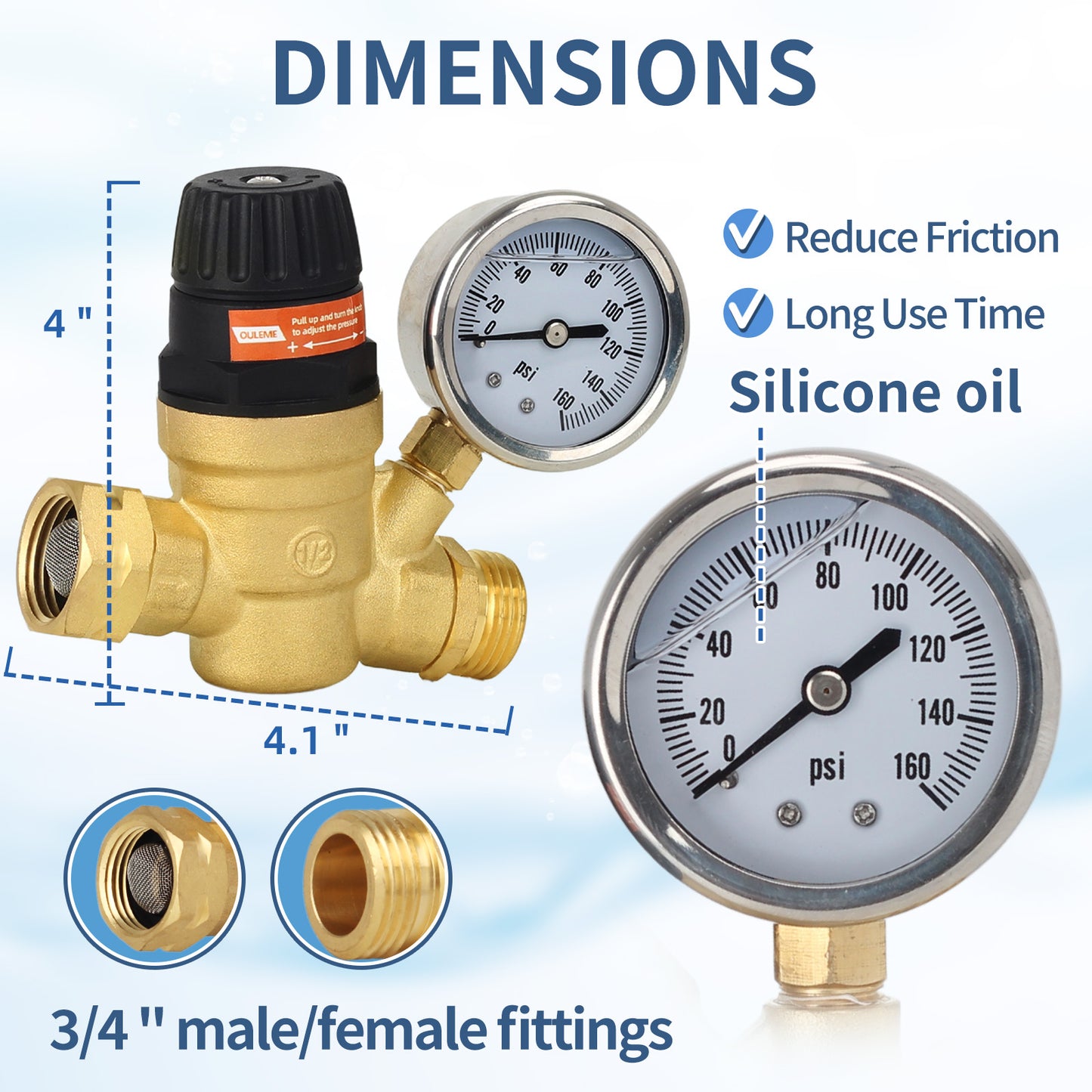 RV Water Pressure Regulator Valve