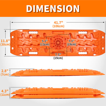 Off-Road Traction Boards with Jack Lift Base, Recovery Board Ramps (Orange), OLM-OTB12P-O