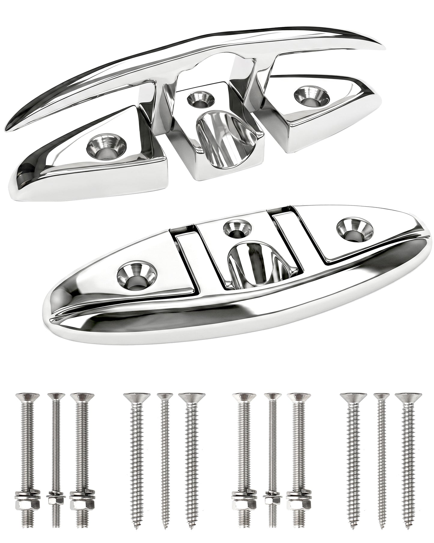 6" Flip Up Boat Cleat, 316 Stainless Steel Folding Dock Cleat with Fasteners, Marine Grade Rope Cleats for Kayak, Yacht & Pontoon, 2-Pack/4-Pack