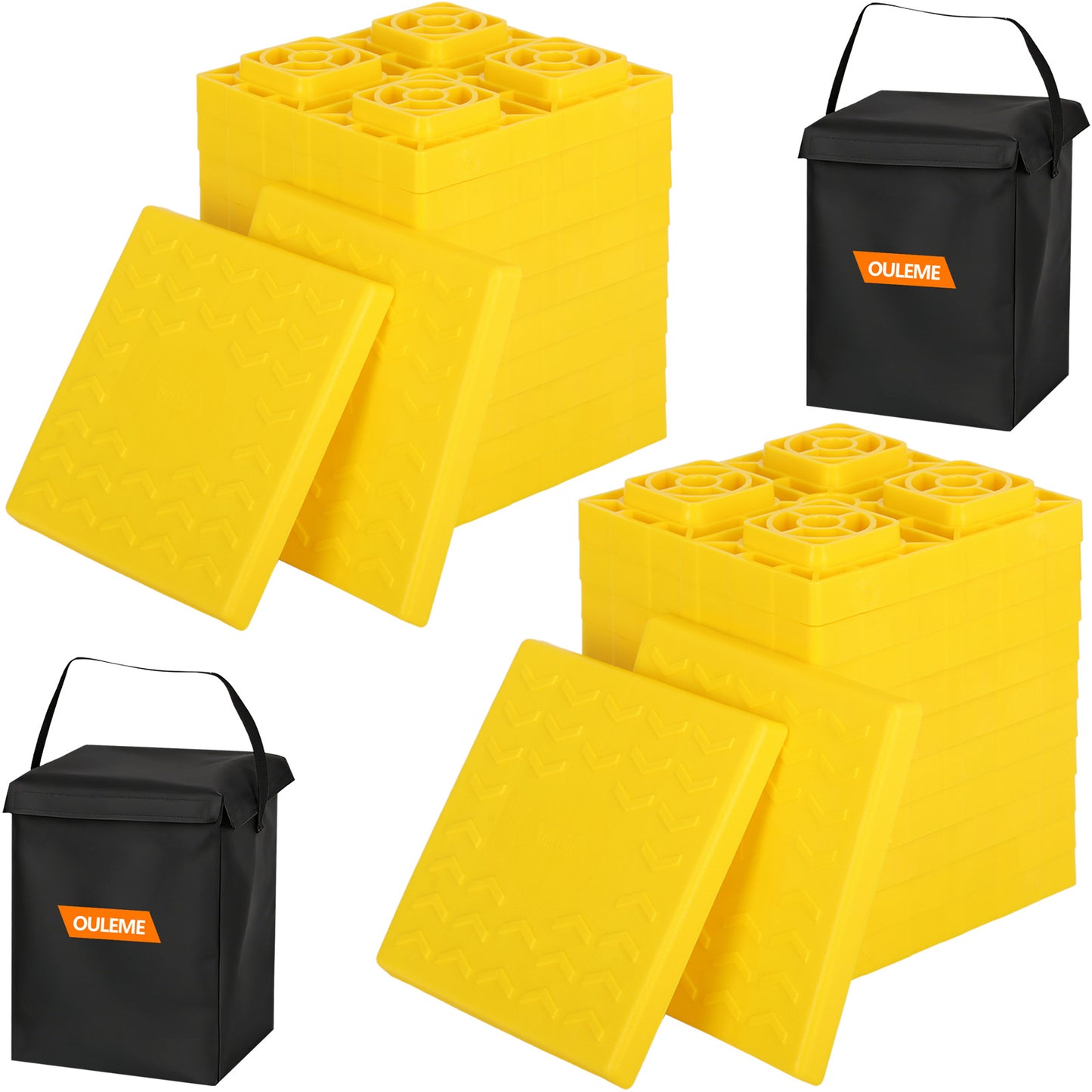 OULEME 24 Pack RV Leveling Blocks, Stackable Jack Blocks, Interlocking Leveling Pads with Carrying Bag, for Camper Travel Trailer