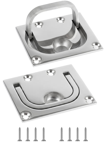 316 Stainless Steel Flush Lifting Handle, Marine Grade Boat Hatch Pull Handle with Mounting Screws, Heavy-Duty Recessed Lift Ring for Boat Deck, Floor, and Home Furniture, 1-Pack/2-Pack