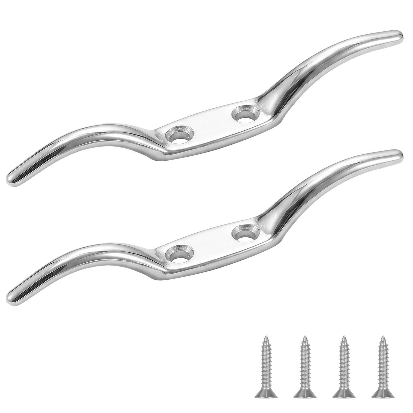 6" Boat Cleat, 316 Stainless Steel Marine Grade Dock Cleat with Mounting Screws, Heavy Duty Rope Cleat for Kayak, Yacht, Flagpole and Nautical Decor, 2-Pack