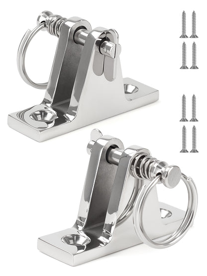 316 Stainless Steel Bimini Top Deck Hinge with Quick-Release Pins and Rings, Marine Grade Boat Hardware with Mounting Screws for Pontoon, Kayak and Yacht, 2-Pack/4-Pack