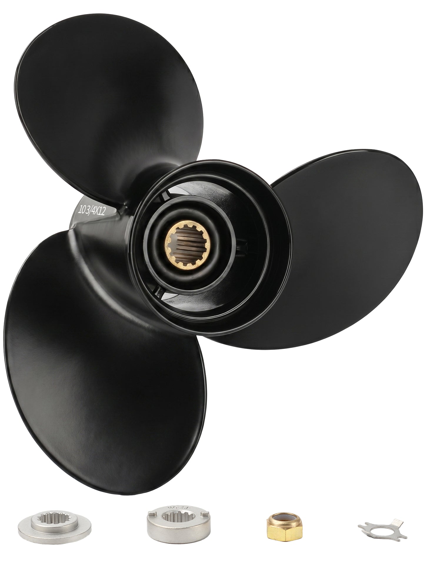 10 3/4 x 12 Aluminum Boat Propeller, for Mercury Outboard 25-75 HP Motors, 13 Tooth Spline, 3-Blade, RH