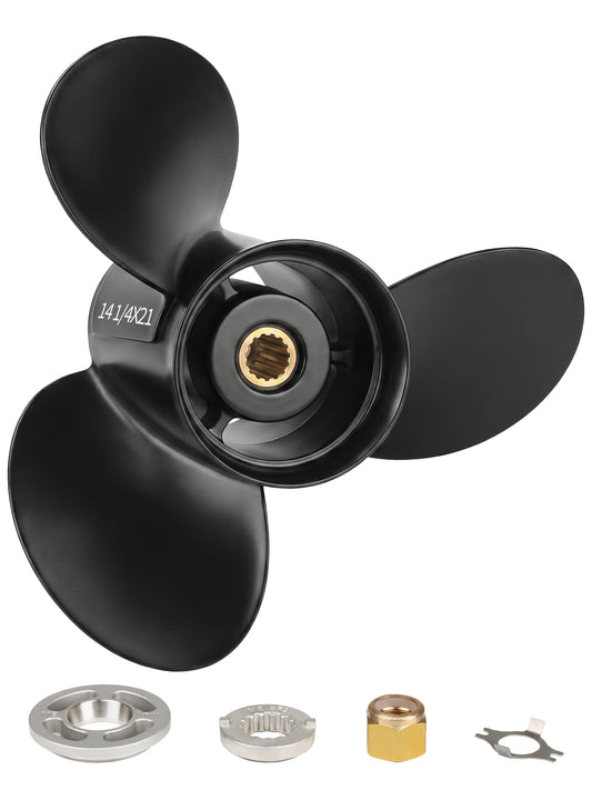 Aluminum Boat Propeller  14 1/4 x 21, for Mercury Outboard 135-300 HP Motors, 15 Tooth Spline, 3-Blade, RH