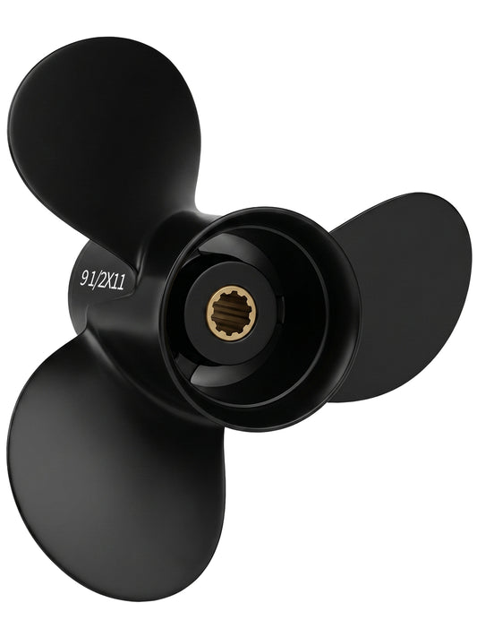 Aluminum Boat Propeller, 9.5 x 11, for Mercury Outboard 25-30 HP Motors, 10 Tooth Spline, 3-Blade, RH