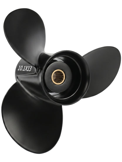 Aluminum Boat Propeller, 10.1 x 13, for Johnson/Evinrude Outboard 15-35 HP Motors, 14 Tooth Spline, 3-Blade, RH