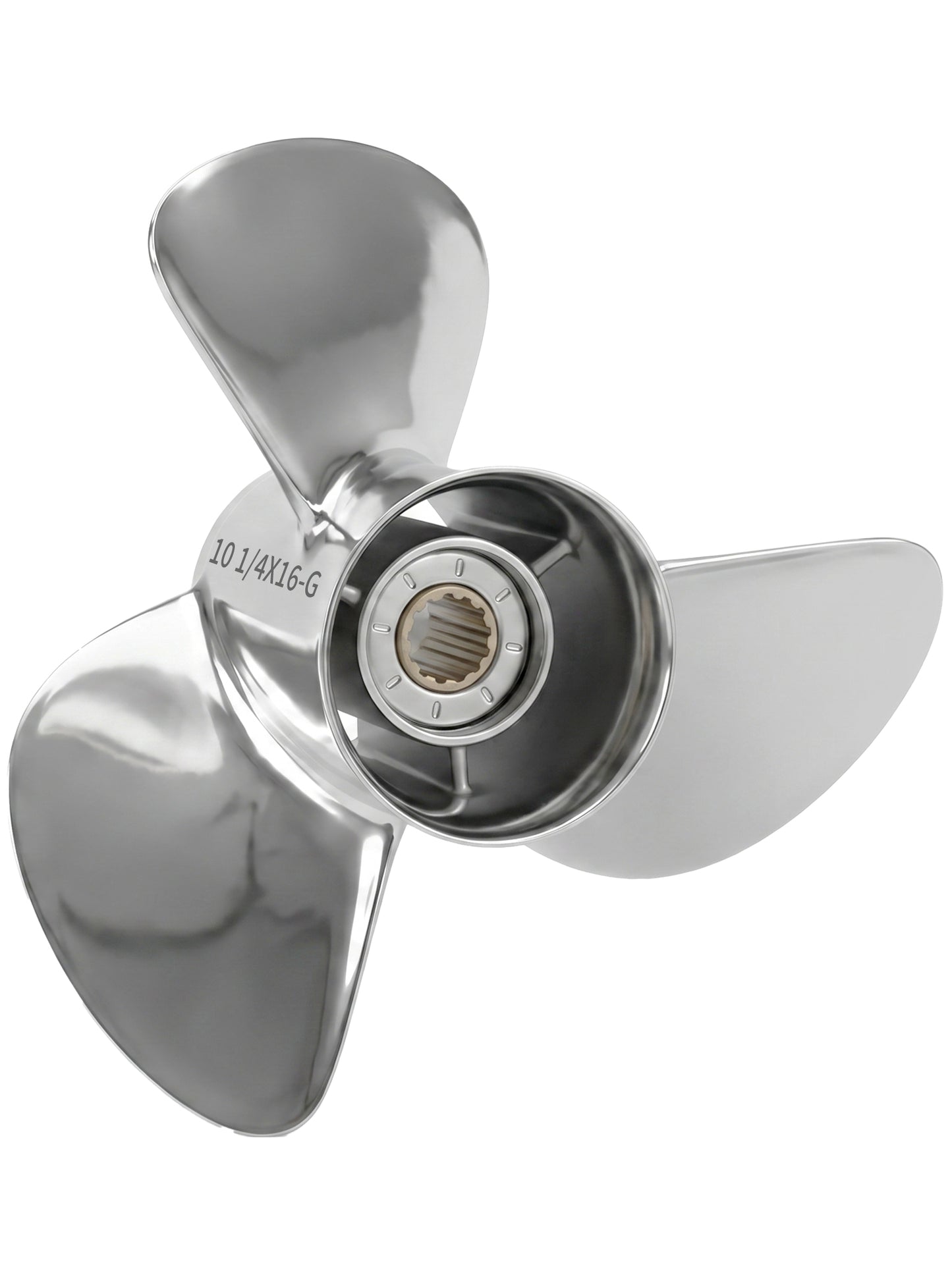 Stainless Steel Boat Propeller 10 1/4 x 16, for Yamaha Outboard 40/48/50/55/60 HP Motors, 13 Tooth Spline, 3-Blade, RH