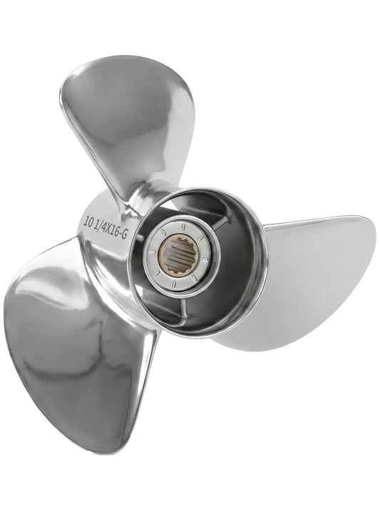 Stainless Steel Boat Propeller 10 1/4 x 16, for Yamaha Outboard 40/48/50/55/60 HP Motors, 13 Tooth Spline, 3-Blade, RH