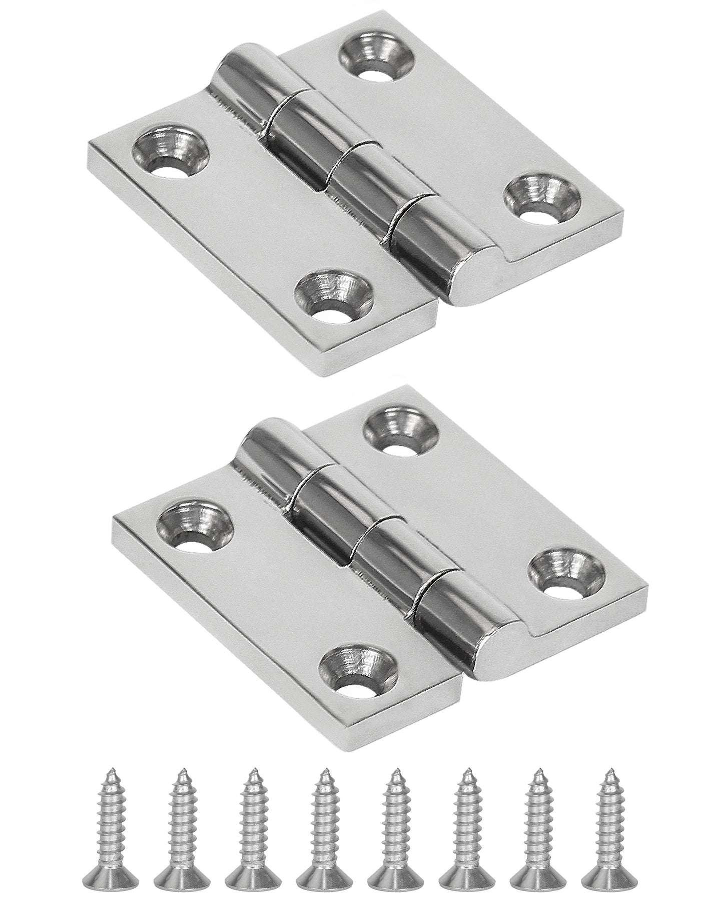 1.5" x 1.5" Boat Hinge, 316 Stainless Steel Marine Grade Hatch Hinge with Mounting Screws, Heavy Duty Door Hinge for Yacht, RV, Deck and Home Use, 2-Pack/4-pack
