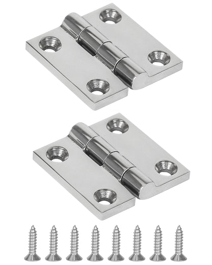 1.5" x 1.5" Boat Hinge, 316 Stainless Steel Marine Grade Hatch Hinge with Mounting Screws, Heavy Duty Door Hinge for Yacht, RV, Deck and Home Use, 2-Pack/4-pack