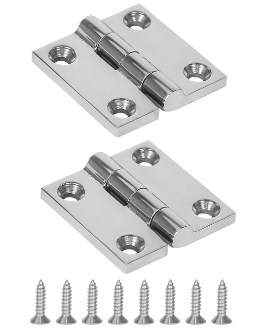 1.5" x 1.5" Boat Hinge, 316 Stainless Steel Marine Grade Hatch Hinge with Mounting Screws, Heavy Duty Door Hinge for Yacht, RV, Deck and Home Use, 2-Pack/4-pack