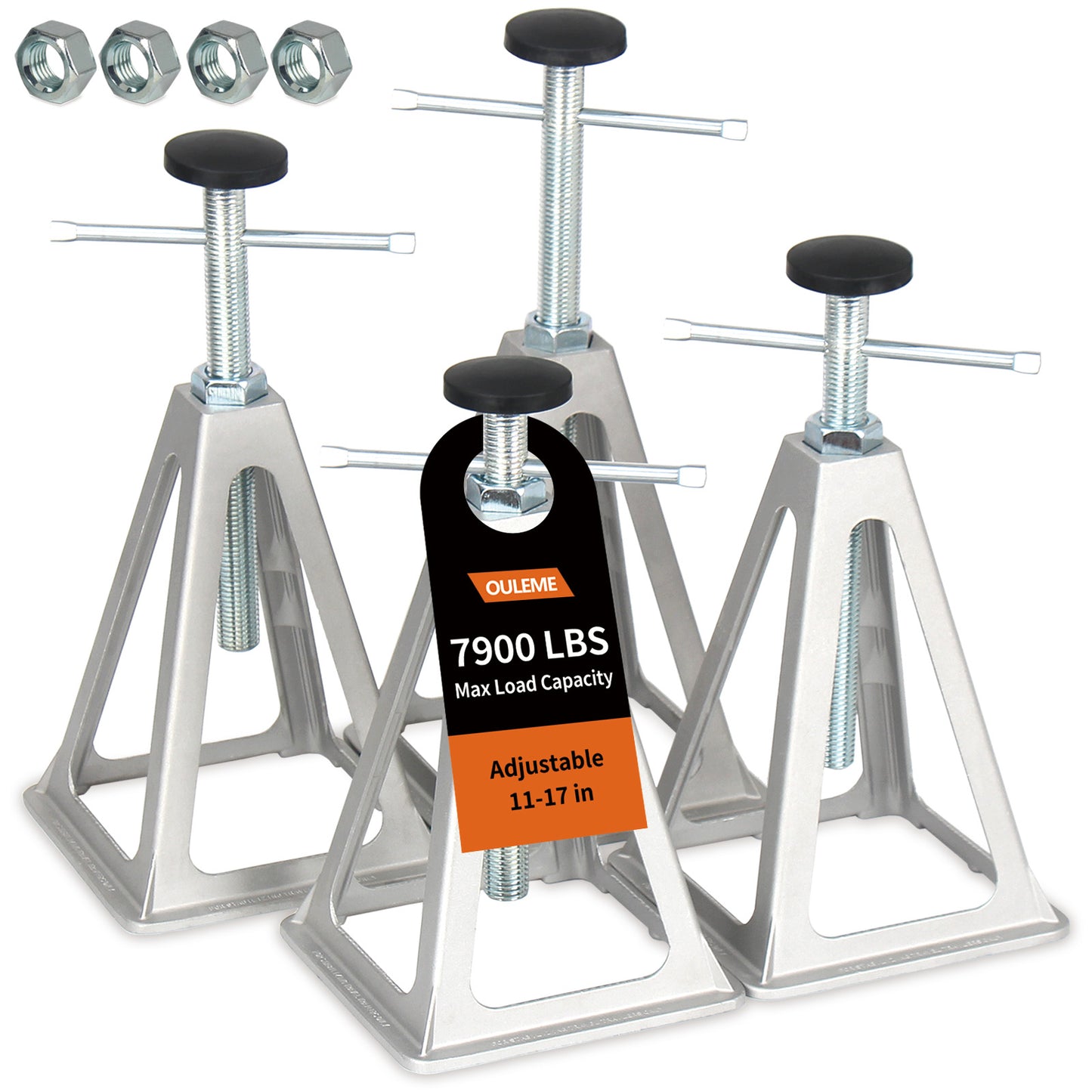 RV Stabilizer Jack, Stack Jack Stand with  Screw Nut and Cushion Rubber Mat, 4-Pack, OLM-RSJ01