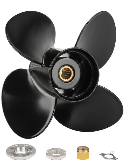 Aluminum Boat Propeller 13 x 17-4B, for Mercury Outboard 40-140 HP Motors, 15 Tooth Spline, 3/4-Blade, RH