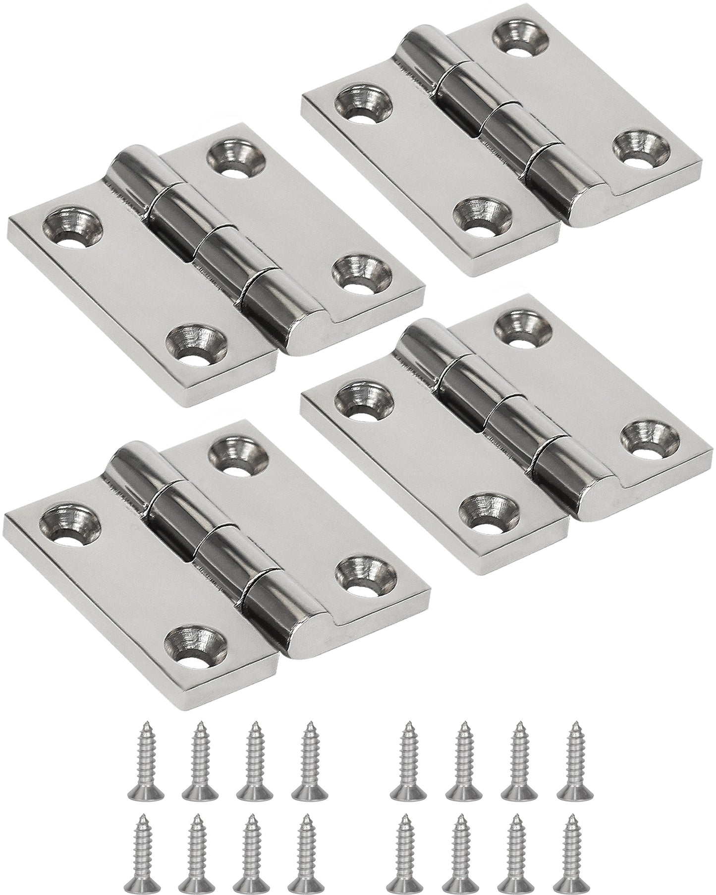 1.5" x 1.5" Boat Hinge, 316 Stainless Steel Marine Grade Hatch Hinge with Mounting Screws, Heavy Duty Door Hinge for Yacht, RV, Deck and Home Use, 2-Pack/4-pack