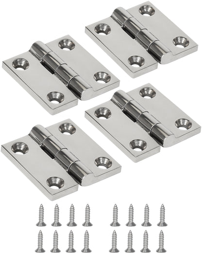 1.5" x 1.5" Boat Hinge, 316 Stainless Steel Marine Grade Hatch Hinge with Mounting Screws, Heavy Duty Door Hinge for Yacht, RV, Deck and Home Use, 2-Pack/4-pack