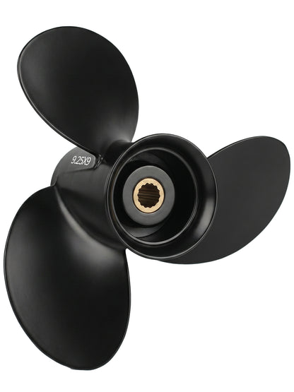 Aluminum Boat Propeller, 9.25 x 9/10/11, for Mercury Outboard 9.9/15/20 HP Motors, 14 Tooth Spline, 3-Blade, RH