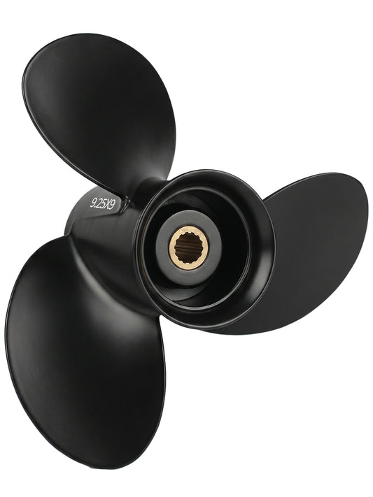 Aluminum Boat Propeller, 9.25 x 9/10/11, for Mercury Outboard 9.9/15/20 HP Motors, 14 Tooth Spline, 3-Blade, RH