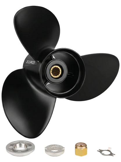 Aluminum Boat Propeller 15 1/4 x 15, for Mercury Outboard 135-300 HP Motors, 15 Tooth Spline, 3-Blade, RH