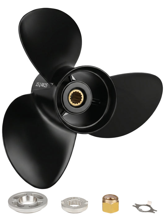 Aluminum Boat Propeller 15 1/4 x 15, for Mercury Outboard 135-300 HP Motors, 15 Tooth Spline, 3-Blade, RH