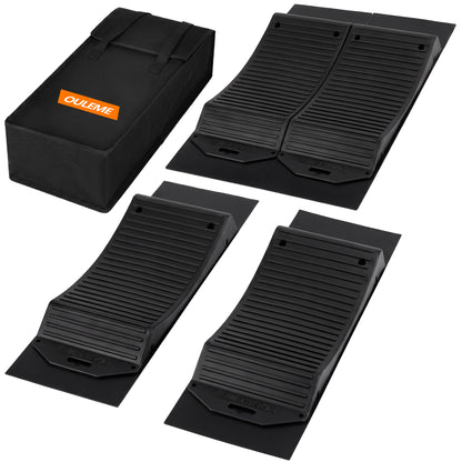 4PK Anti-Slip Tire Protector Saver Ramps, Prevent Flat Spot, Black, for Your Luxury Car, Truck, RV, Camper, Travel, Trailer, Motohome