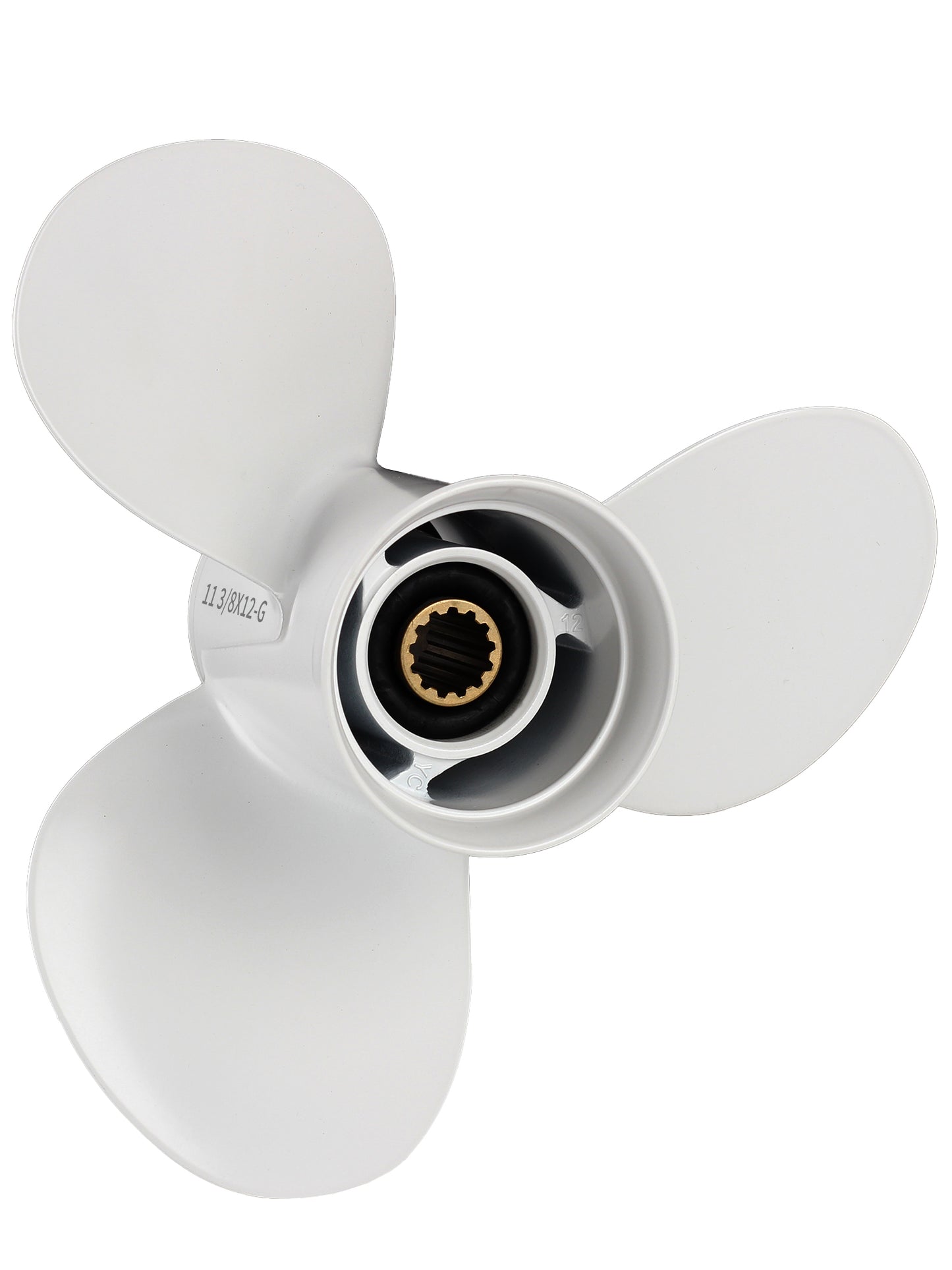 Stainless Steel Boat Propeller, 11 3/8 x 12, for Yamaha Outboard 40/48/50/55/60 HP Motors, 13 Tooth Spline, 3-Blade, RH