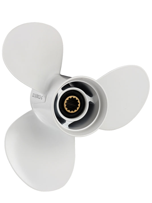 Stainless Steel Boat Propeller, 11 3/8 x 12, for Yamaha Outboard 40/48/50/55/60 HP Motors, 13 Tooth Spline, 3-Blade, RH