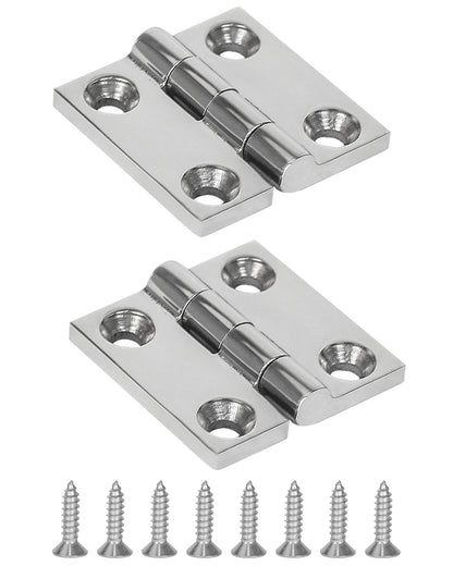 2" x 2" Boat Hinge, 316 Stainless Steel Marine Grade Hatch Hinge with Mounting Screws, Heavy Duty Door Hinge for Yacht, RV, Deck and Home Use, 2-Pack/4-pack