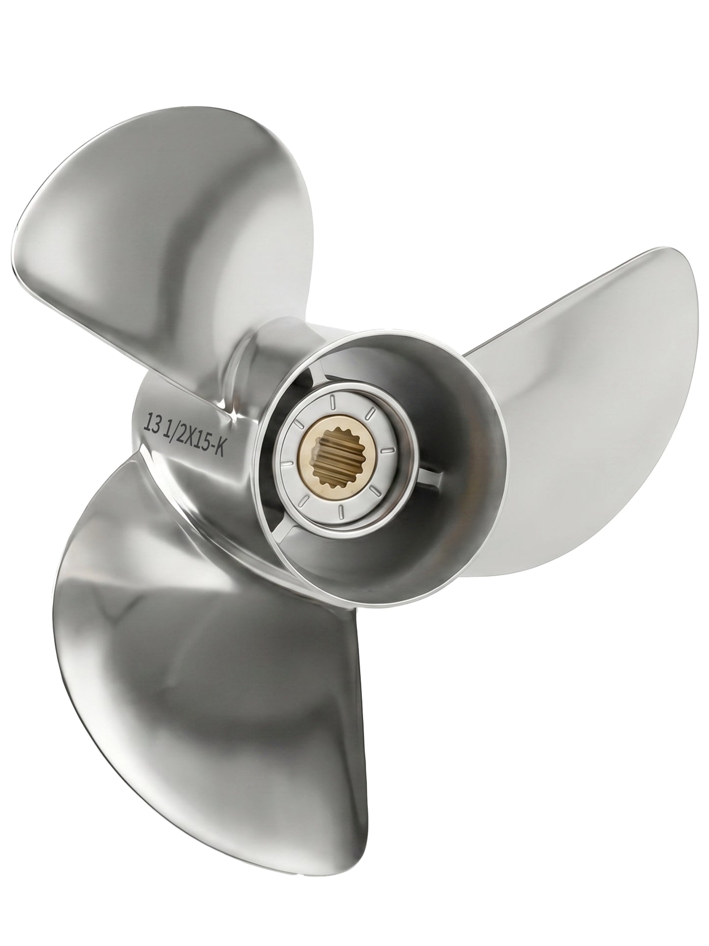 Boat Propeller, 13 1/2 x 15, for Yamaha Outboard 50-130 HP Motors, 15 Tooth Spline, 3-Blade, RH