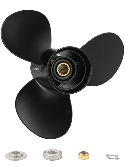 11 1/4 x 10 Aluminum Boat Propeller, for Mercury Outboard 25-75 HP Motors, 13 Tooth Spline, 3-Blade, RH