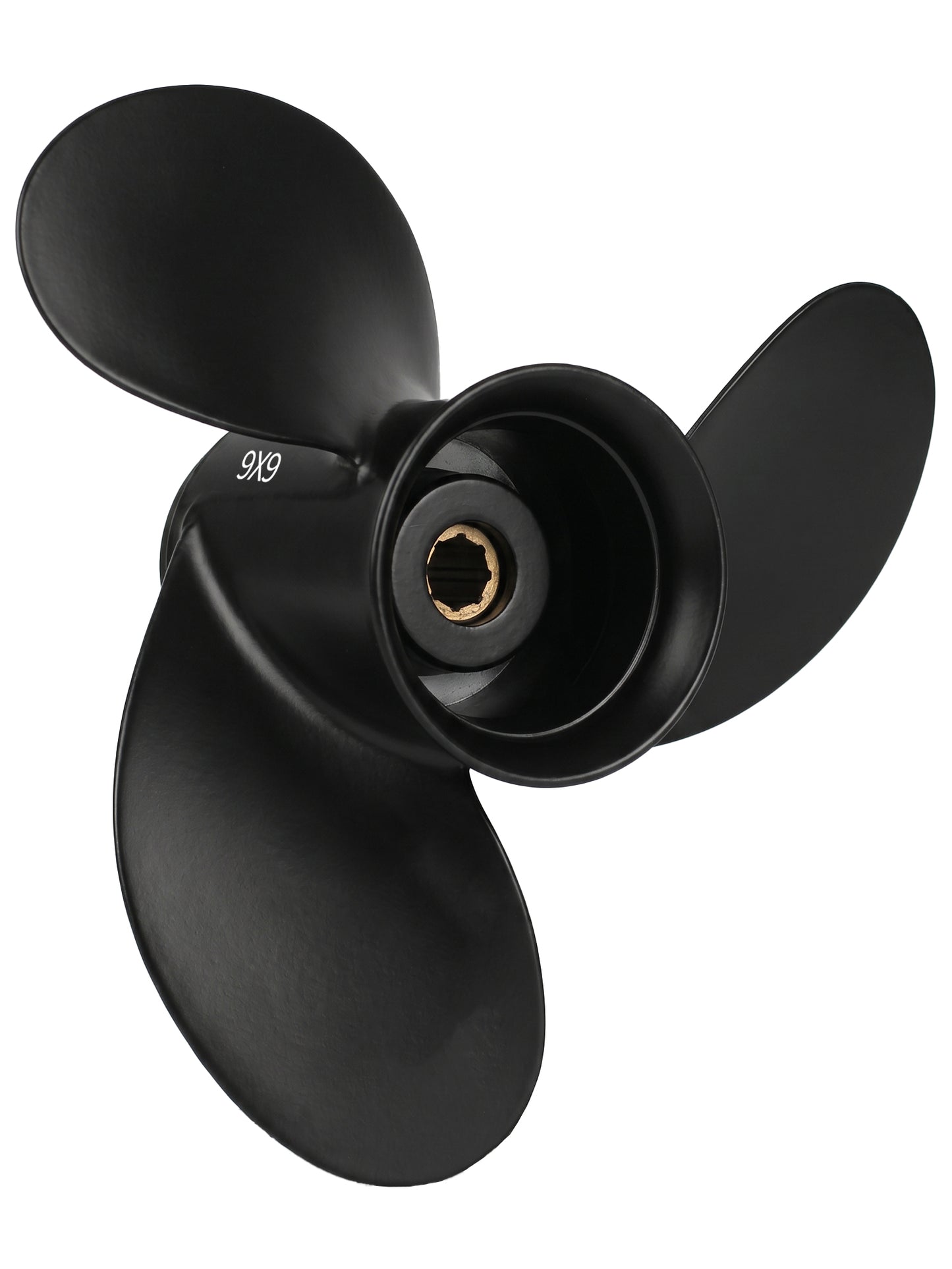 48-828156A12 Aluminum Boat Propeller, 9 x 9, for Mercury Outboard 6/8/9.9/10/15 HP Motors, 8 Tooth Spline, 3-Blade, RH