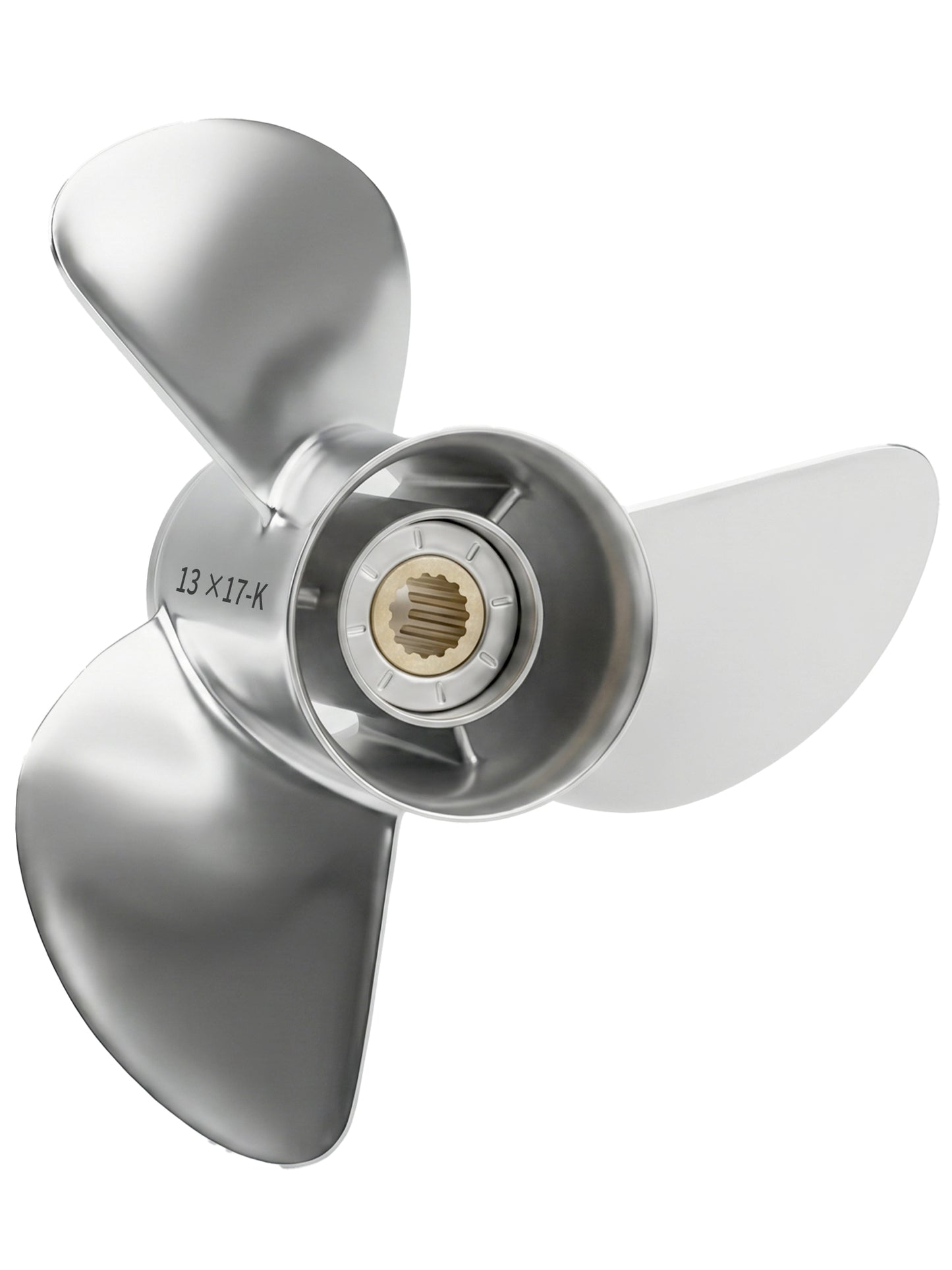 Boat Propeller, 13 x 17, for Yamaha Outboard 50-130 HP Motors, 15 Tooth Spline, 3-Blade, RH