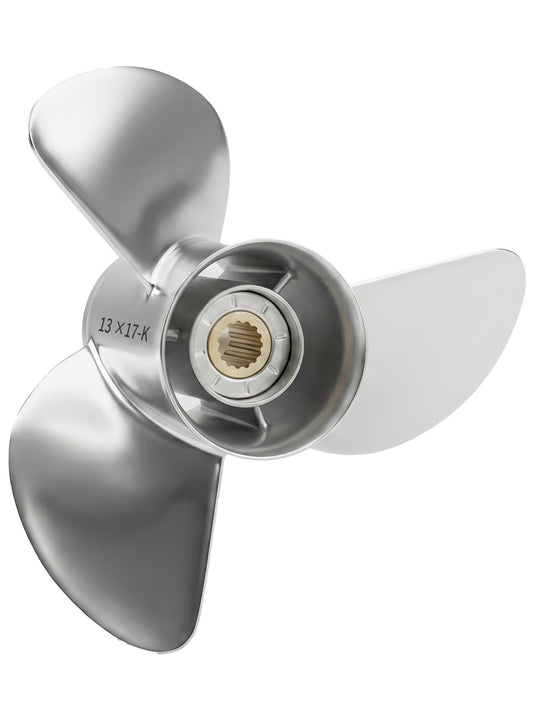 Boat Propeller, 13 x 17, for Yamaha Outboard 50-130 HP Motors, 15 Tooth Spline, 3-Blade, RH