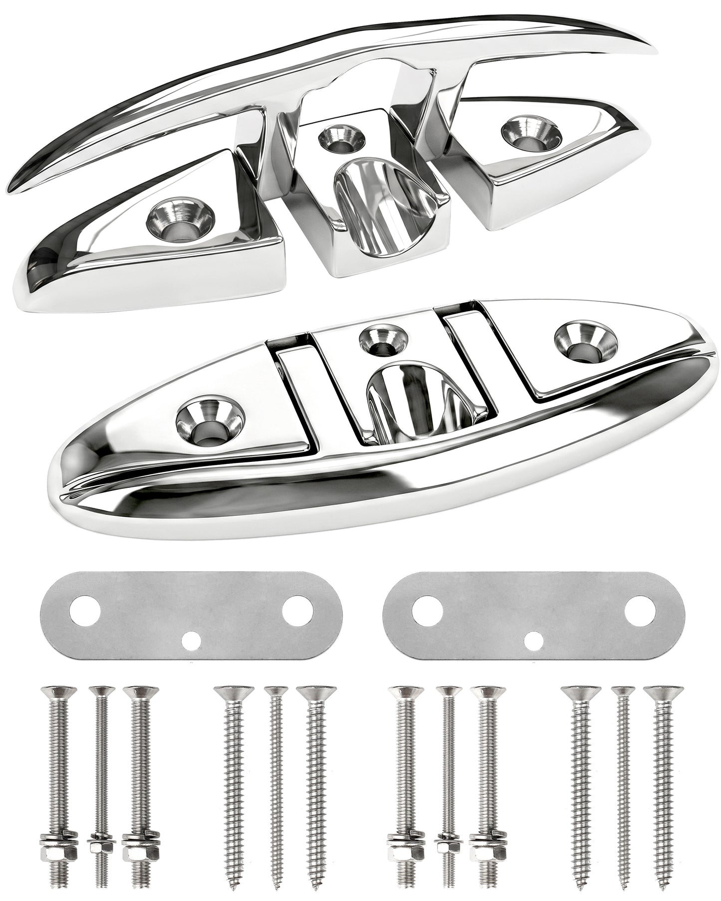 5" Flip Up Boat Cleat, 316 Stainless Steel Folding Dock Cleat with Fasteners, Marine Grade Rope Cleats for Kayak, Yacht & Pontoon, 2-Pack/4-Pack