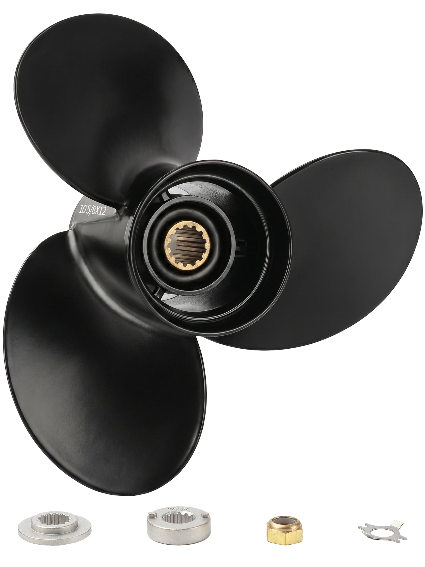 10 5/8 x 12 Aluminum Boat Propeller, for Mercury Outboard 25-75 HP Motors, 13 Tooth Spline, 3-Blade, RH
