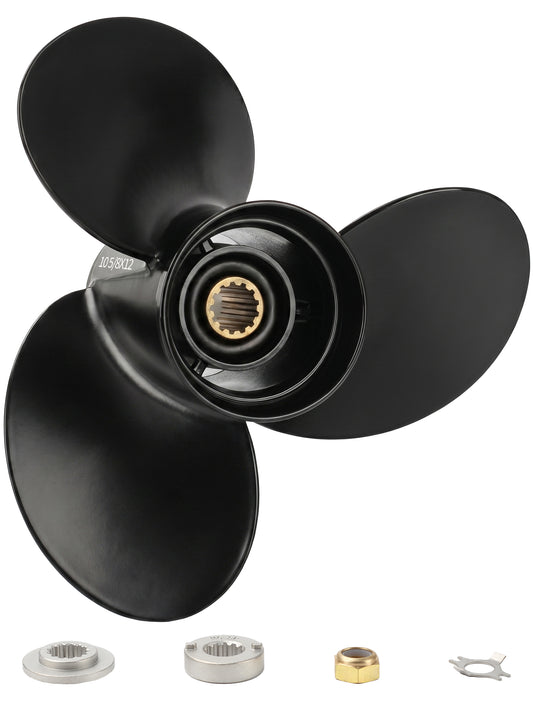 10 5/8 x 12 Aluminum Boat Propeller, for Mercury Outboard 25-75 HP Motors, 13 Tooth Spline, 3-Blade, RH