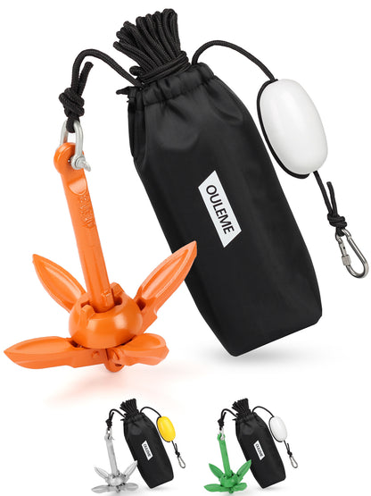 1.5/3.5 LB Folding Grapnel Anchor Kit with 40 FT Rope & Buoy, for Boat, Kayak, Canoe, Small Watercraft, SUP, PWC, Jet Ski, Inflatable Paddle Board