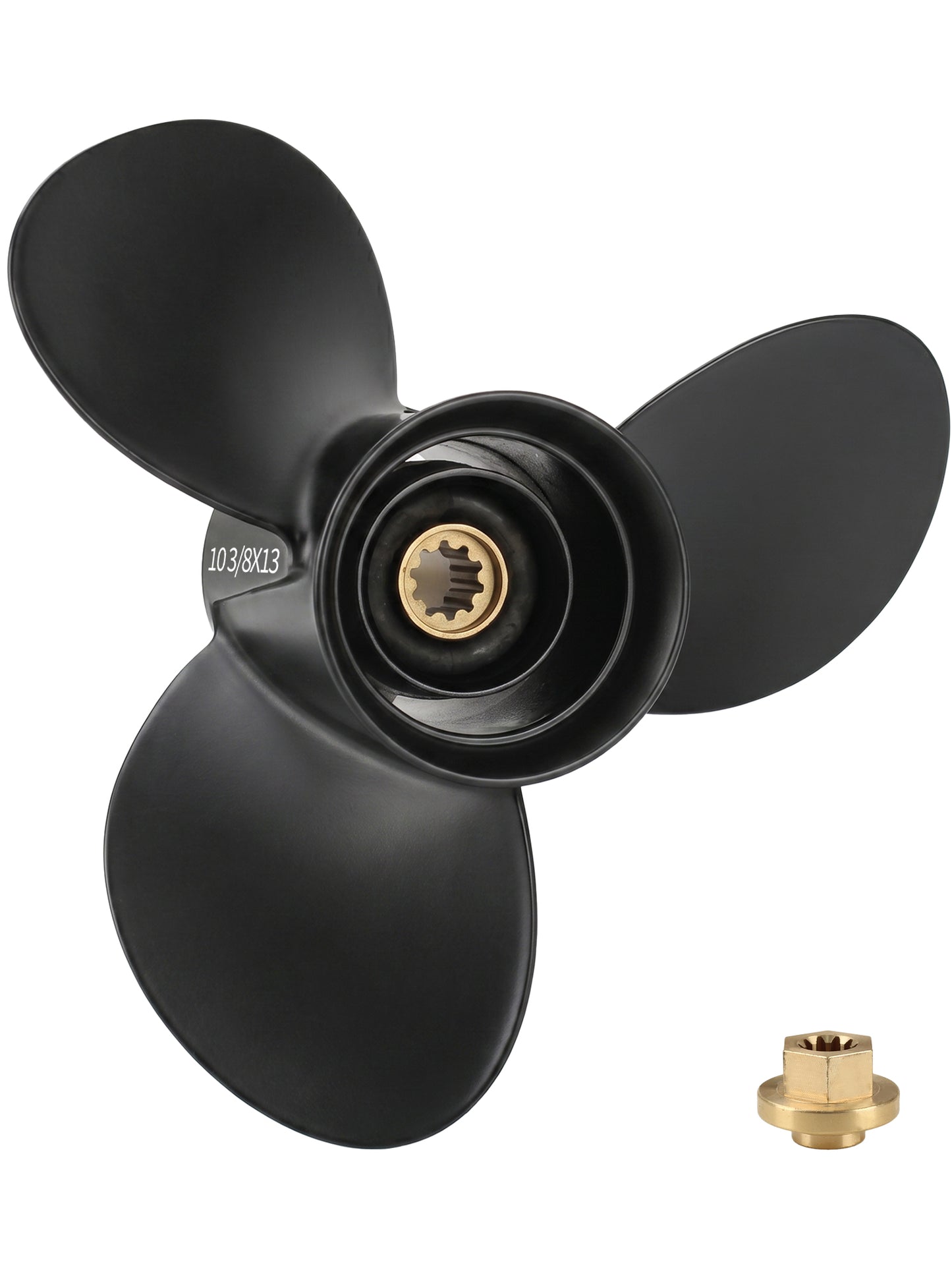 10 3/8 x 13 Aluminum Boat Propeller, for Mercury Outboard 25-75 HP Motors, 13 Tooth Spline, 3-Blade, RH