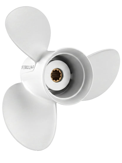 664-45947-01-EL Aluminum Boat Propeller, 9 7/8 x 11 1/4, for Yamaha Outboard 20-30 HP Motors, 10 Tooth Spline, 3-Blade, RH