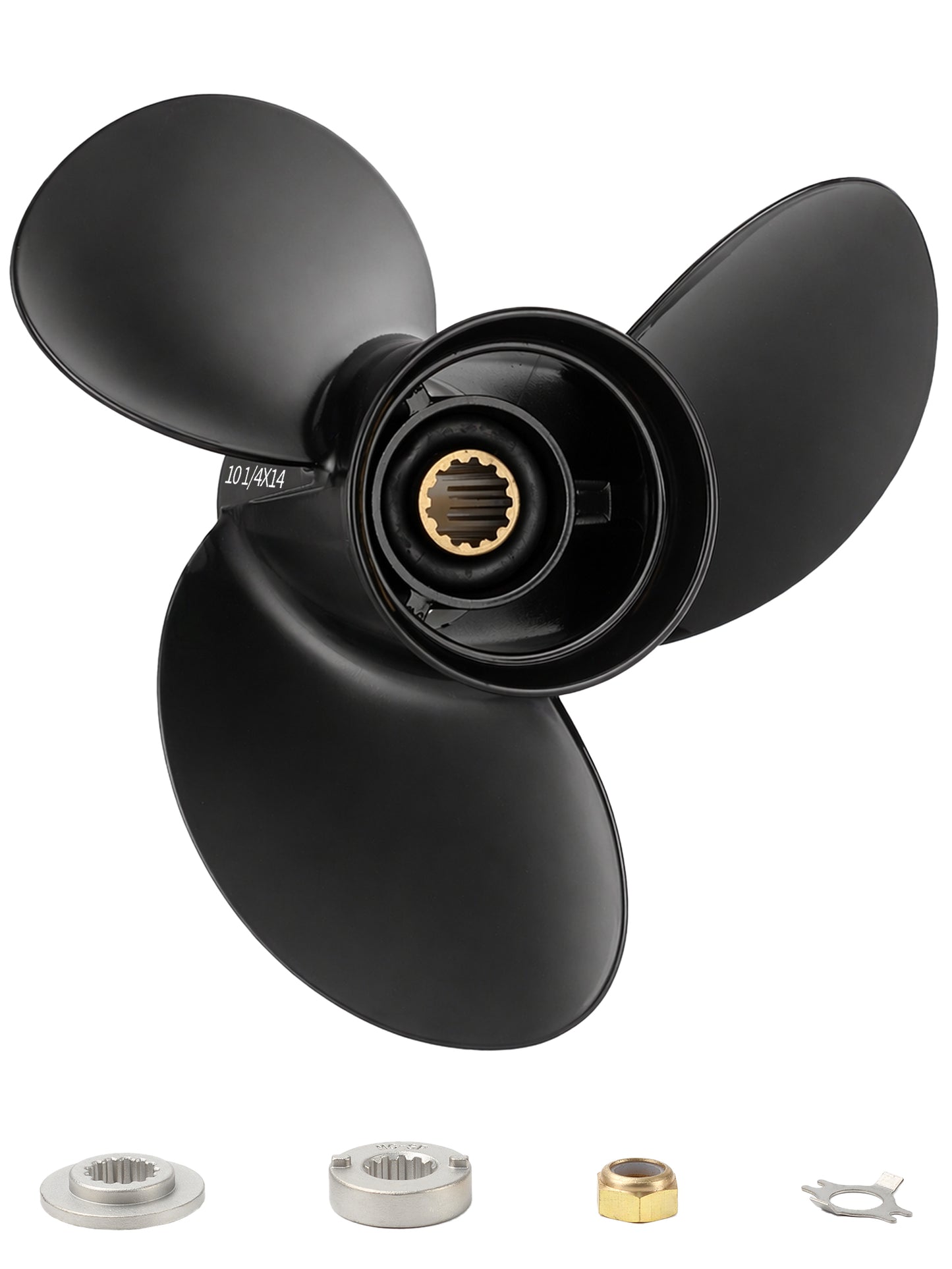 10 1/4 x 14 Aluminum Boat Propeller, for Mercury Outboard 25-75 HP Motors, 13 Tooth Spline, 3-Blade, RH