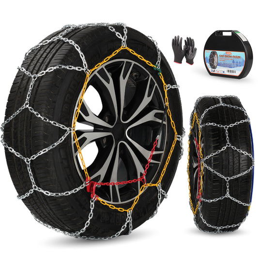 Snow Chains for SUV Truck Pickup Passenger Car, Anti-Skid Tire Chains, Set of 2, OLM-KN110S
