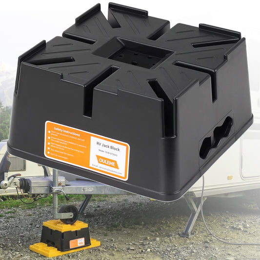 OULEME Trailer Jack Block, 15,000 lbs Leveling Block for RV Camper Travel Trailer 5th Wheel, Fits 8.5” Pad, Tongue Stand/Round Square Scissor Stabilizer Jack and Wheels, 1 Pack