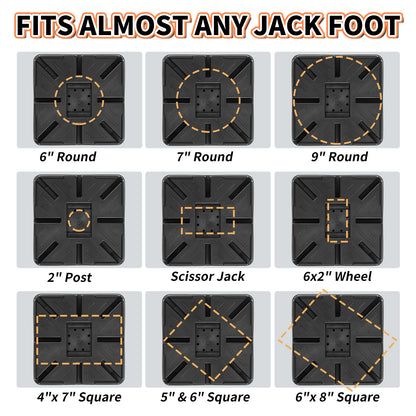 OULEME Trailer Jack Block, 15,000 lbs Leveling Block for RV Camper Travel Trailer 5th Wheel, Fits 8.5” Pad, Tongue Stand/Round Square Scissor Stabilizer Jack and Wheels, 2 Pack