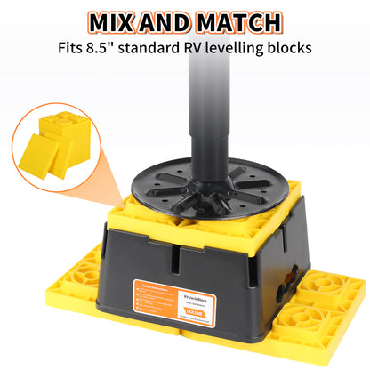 OULEME Trailer Jack Block, 15,000 lbs Leveling Block for RV Camper Travel Trailer 5th Wheel, Fits 8.5” Pad, Tongue Stand/Round Square Scissor Stabilizer Jack and Wheels, 2 Pack
