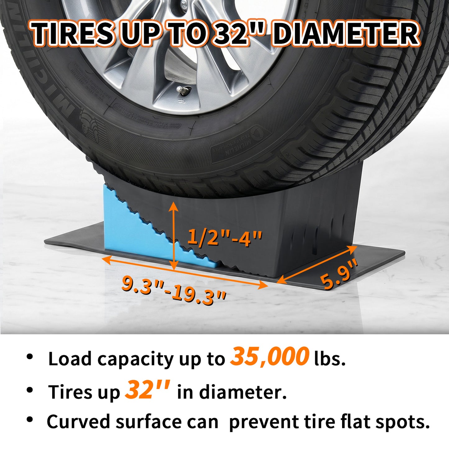 2 PK RV Leveling Block, Dual Axle Trailer Curved Leveler Ramp, Lift 1/2" to 4", 2 Curved Ramp, 2 Chock, 2 Rubber Mat, 1 T Bubble Level, 1 Carry Bag, Blue