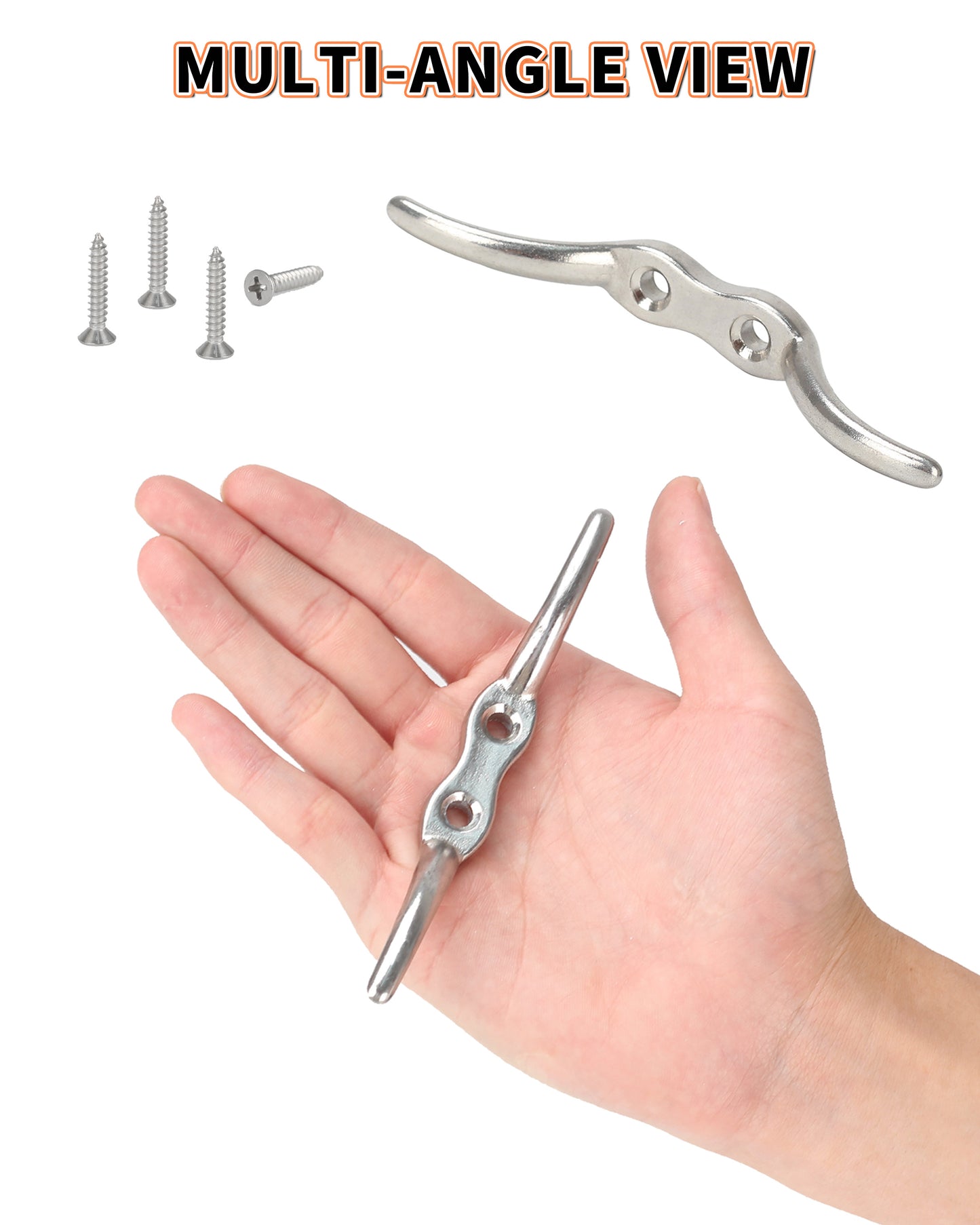 4" Boat Cleat, 316 Stainless Steel Marine Grade Dock Cleat with Mounting Screws, Heavy Duty Rope Cleat for Kayak, Yacht, Flagpole and Nautical Decor, 4-Pack