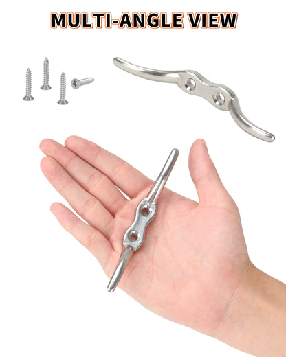 4" Boat Cleat, 316 Stainless Steel Marine Grade Dock Cleat with Mounting Screws, Heavy Duty Rope Cleat for Kayak, Yacht, Flagpole and Nautical Decor, 4-Pack