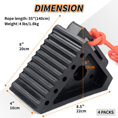 Premium Rubber Wheel Chock with Carry Handle, Solid RV Tire Chock for Camper, 8.5" x 4" x 6"